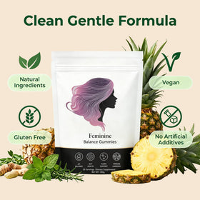 Fibetrue gummies probiotiques femme gummies à côté d'un verre d'eau