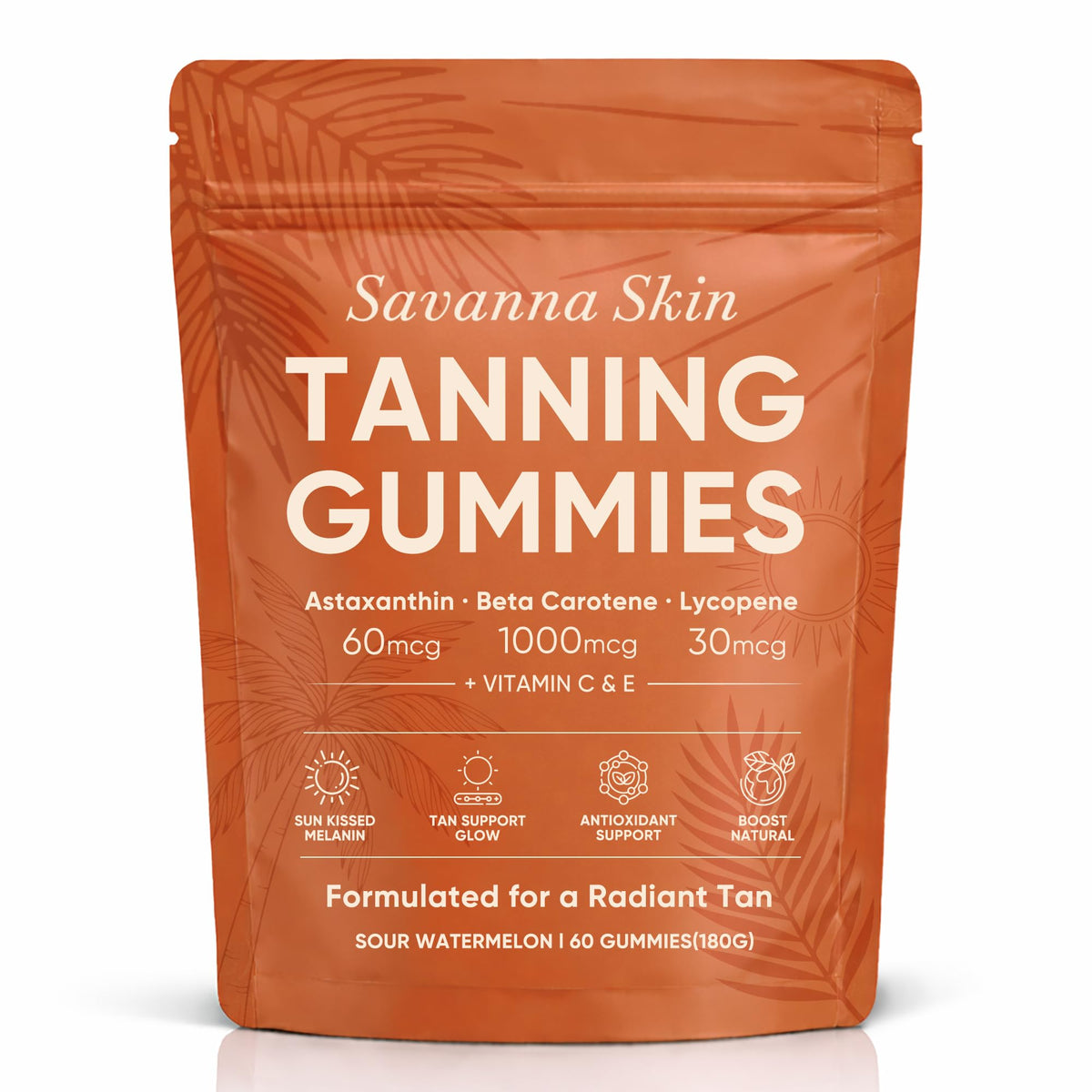 Fibosara Gummies de Bronzage Savanna, boîte de 60 gummies au goût pastèque