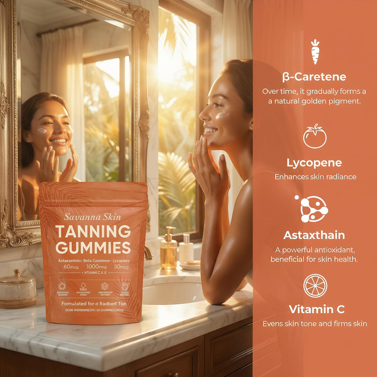 Fibosara Gummies de Bronzage Savanna, gummies de couleur rose avec texture