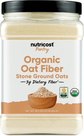Fibre d'Avoine Biologique Nutricost 930g vue avant avec étiquette