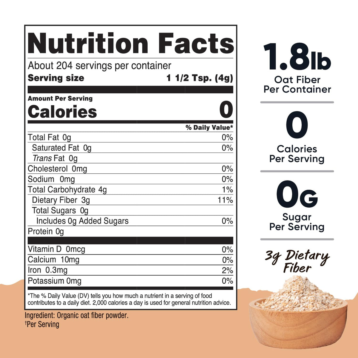 Fibre d'Avoine Nutricost 930g versée dans un bol