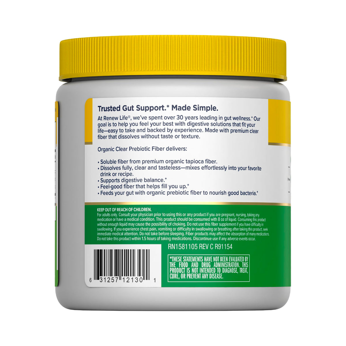 Fibre Prébiotique Bio Renew Life 198g avec cuillère doseuse