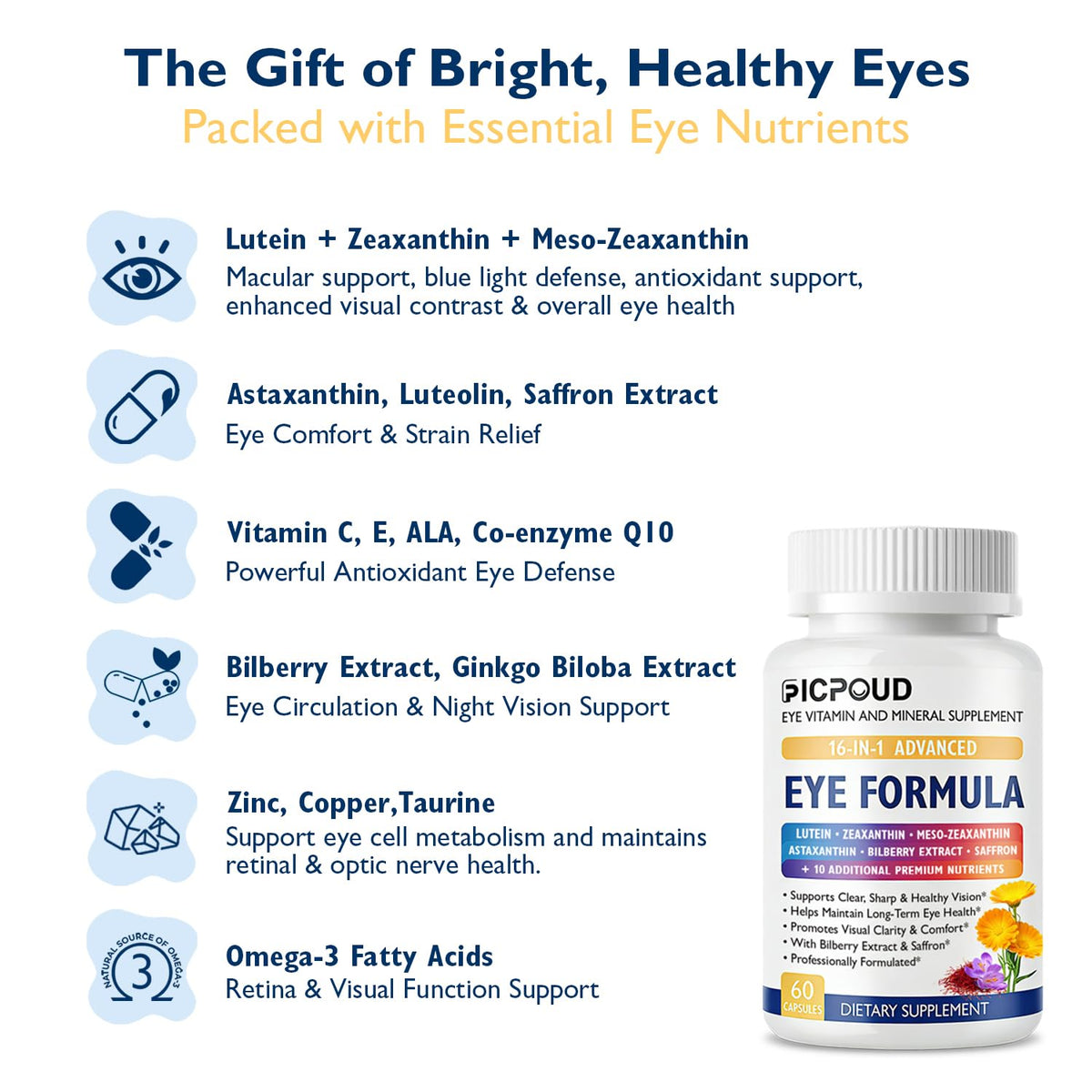 Ficpoud Neurobella Eye Formula 16-in-1 mise en situation sur un bureau