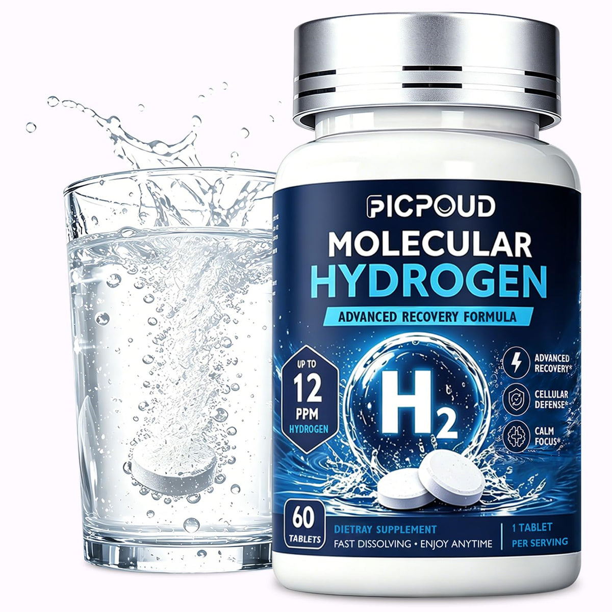 Ficpoud tablettes d'hydrogène moléculaire 12 PPM, boîte avant