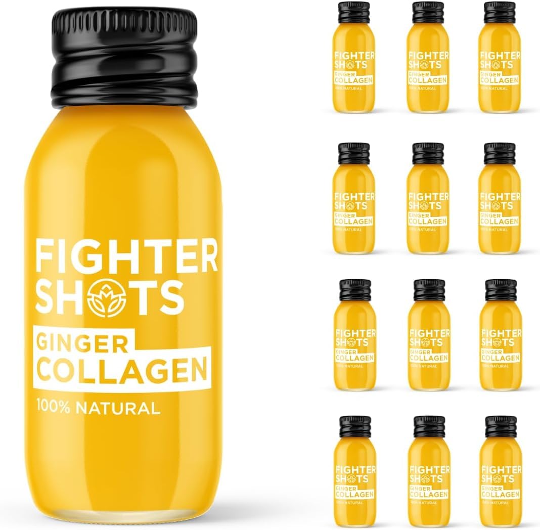 Fighter Shots Ginger 12 Pack vue de face avec bouteilles en verre