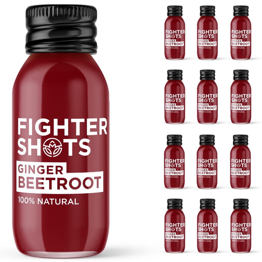 Fighter Shots pack de 12 shots de gingembre et betterave, vue de face