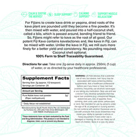 FijiKava Poudre de Kava Micronisée Instantanée 50g, emballage