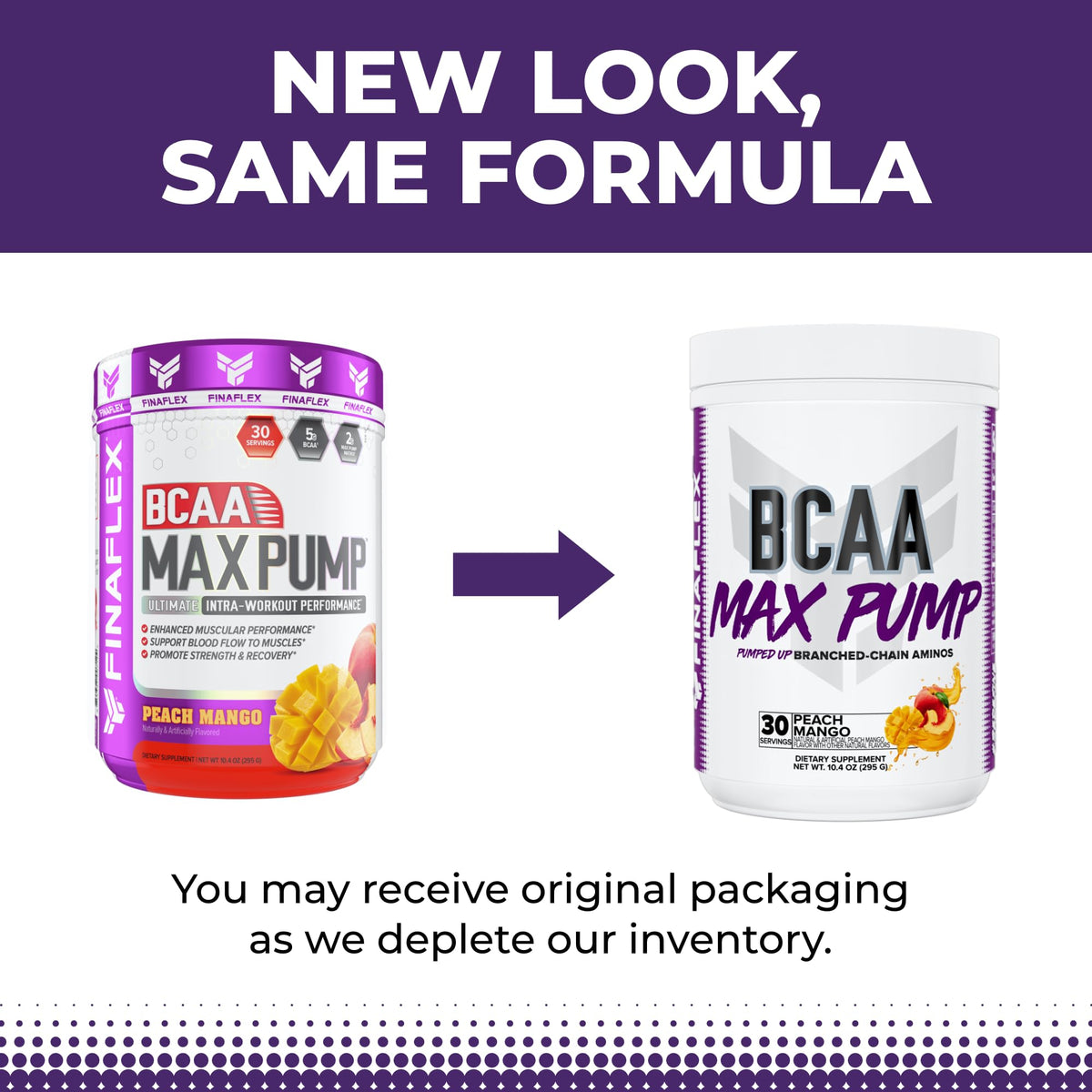 FINAFLEX BCAA MAX PUMP Pêche Mangue 395g en poudre dans un verre