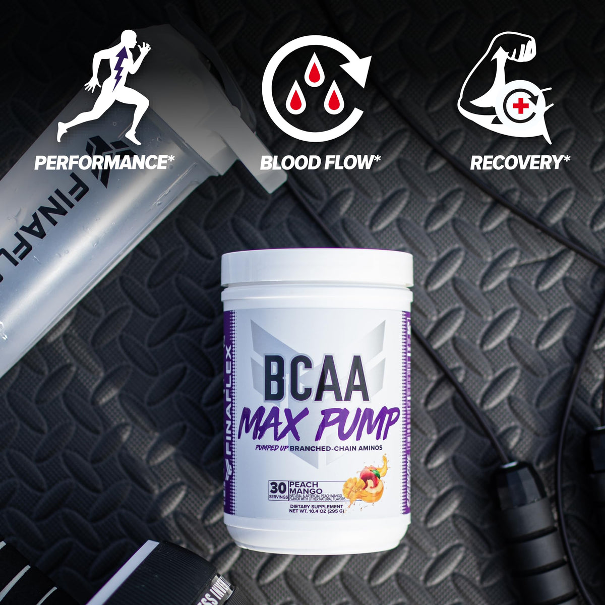 FINAFLEX BCAA MAX PUMP Pêche Mangue 395g en situation d'entraînement