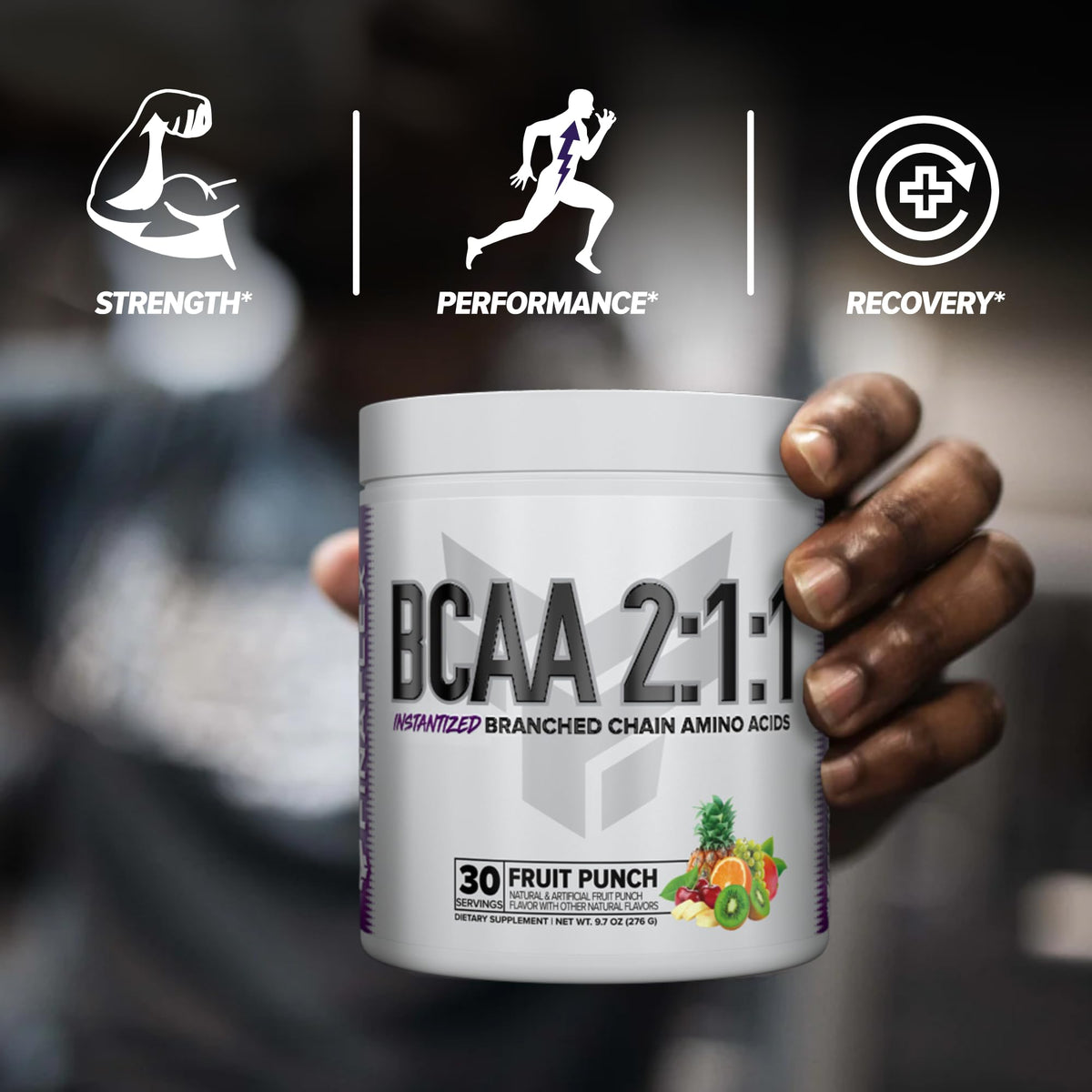 FINAFLEX Pure BCAA 2:1:1 Fruit Punch 340g en poudre dans un verre