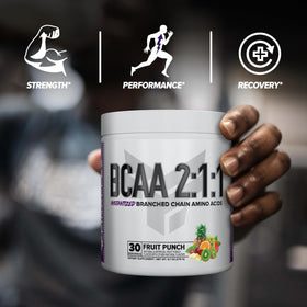 FINAFLEX Pure BCAA 2:1:1 Fruit Punch 340g en poudre dans un verre