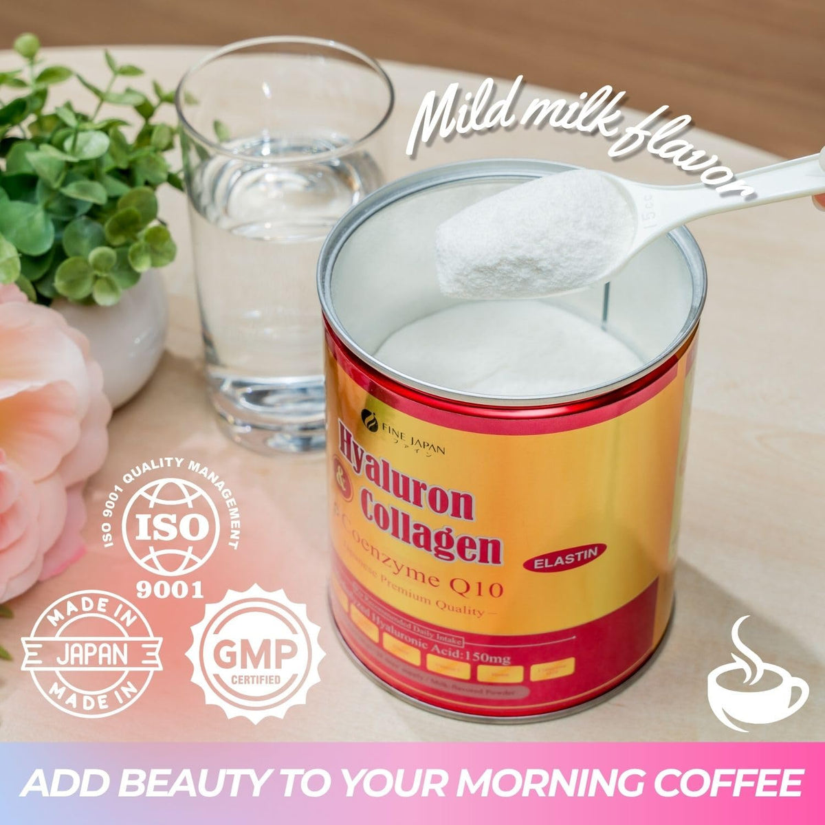 FINE JAPAN Poudre de Collagène Marin 320g ajoutée dans un smoothie