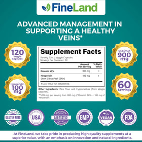 FineLand complexe Diosmine & Hespéridine 120 capsules, vue de côté