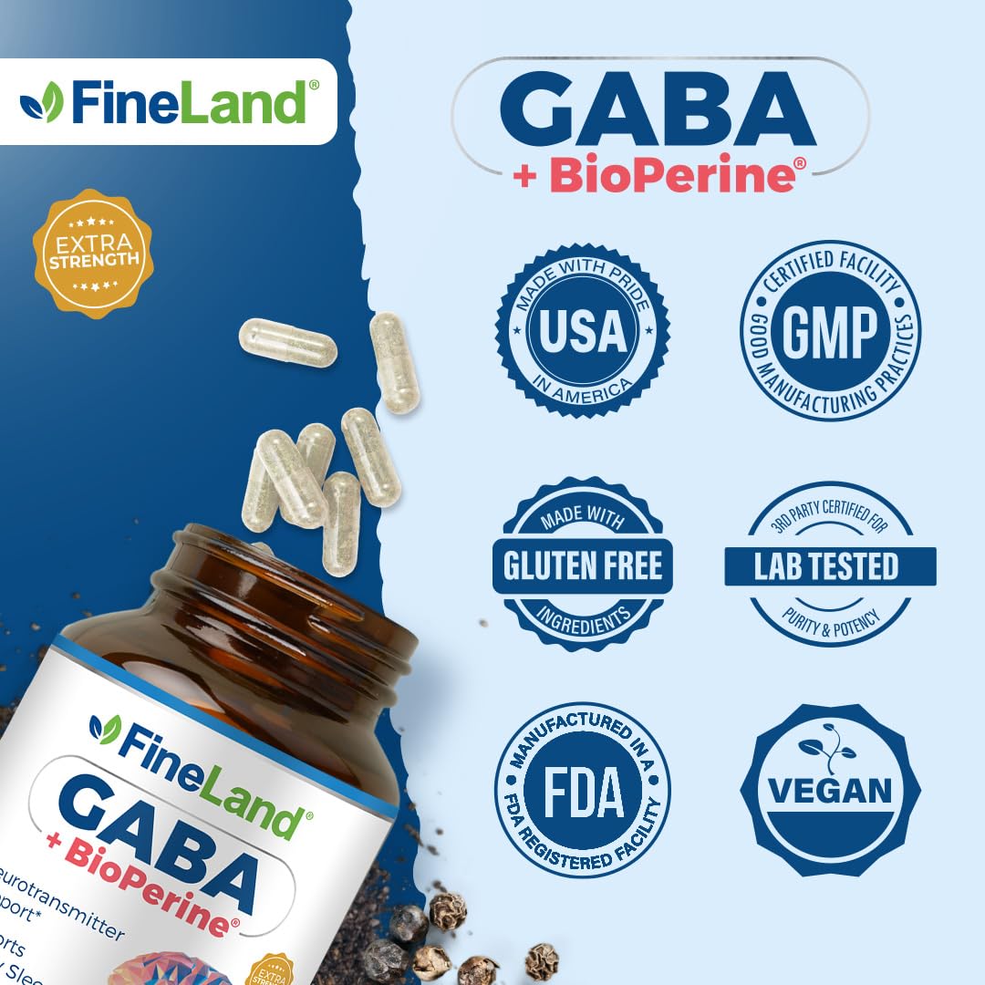 FineLand GABA 1500mg capsules sur fond neutre