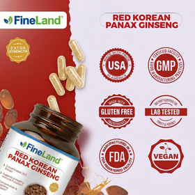 FineLand Ginseng Coréen Rouge Panax 120 capsules végétales avec flacon