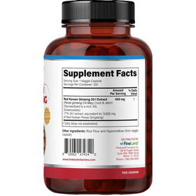FineLand Ginseng Coréen Rouge Panax 120 capsules végétales sur table