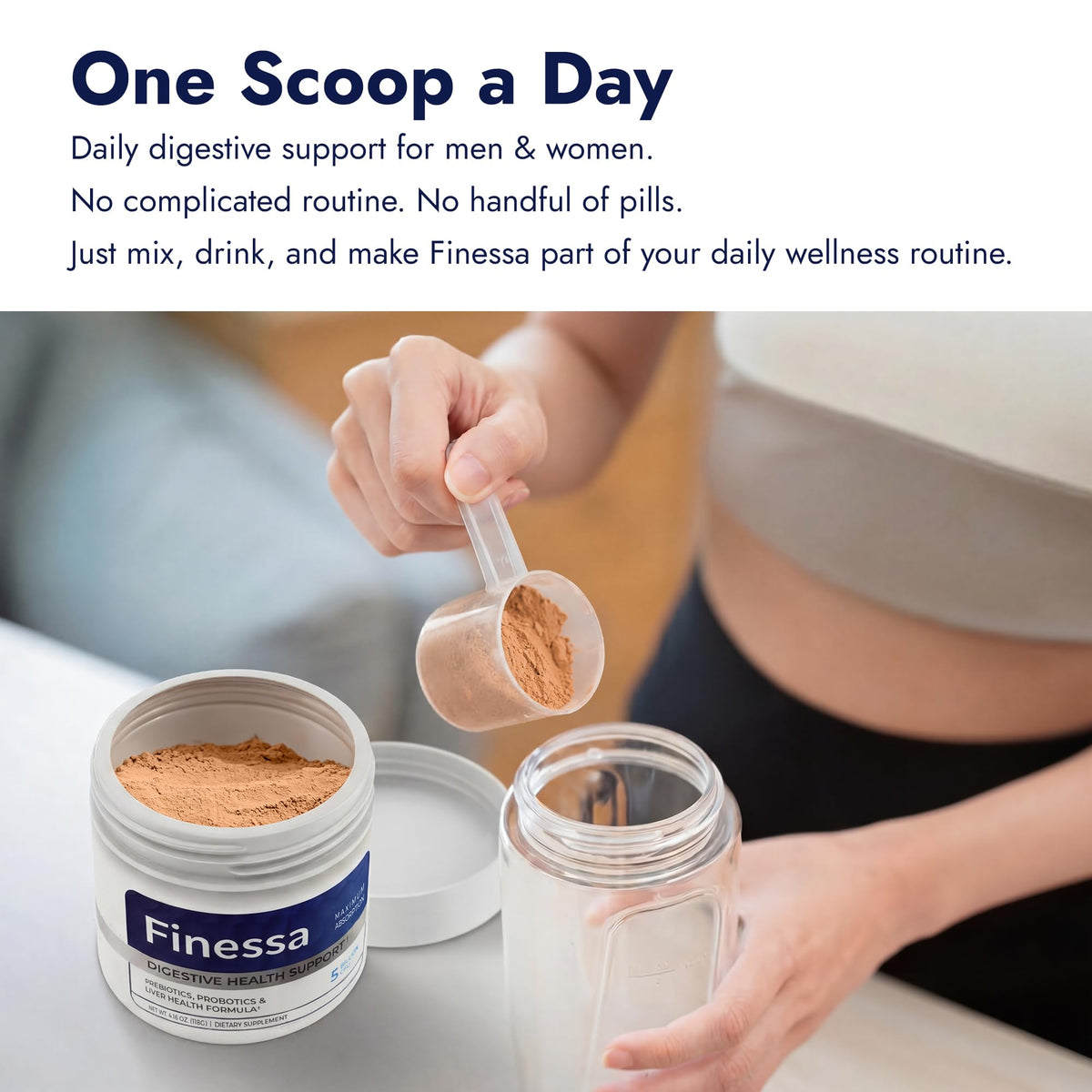 Finessa Boisson Probiotique daily 490g en utilisation quotidienne
