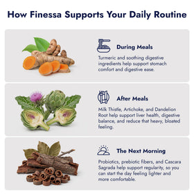Finessa Boisson Probiotique daily 490g sur une table avec des fruits
