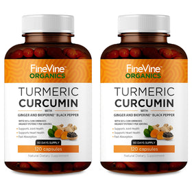 FineVine Organics Complément Alimentaire Curcuma 240 Capsules - vue de face