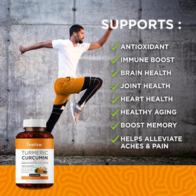 FineVine Organics Complément Alimentaire Curcuma - capsules sur une surface