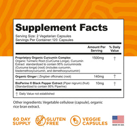 FineVine Organics Curcuma Curcumin 120 capsules végétariennes emballage