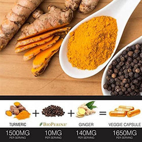 FineVine Organics Curcuma Curcumin 120 capsules végétariennes ouvertes