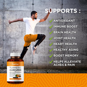 FineVine Organics Curcuma Curcumin 120 capsules végétariennes vue de côté
