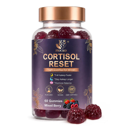 fiocko Gummies Cortisol Femmes 60 unités bouteille vue de face