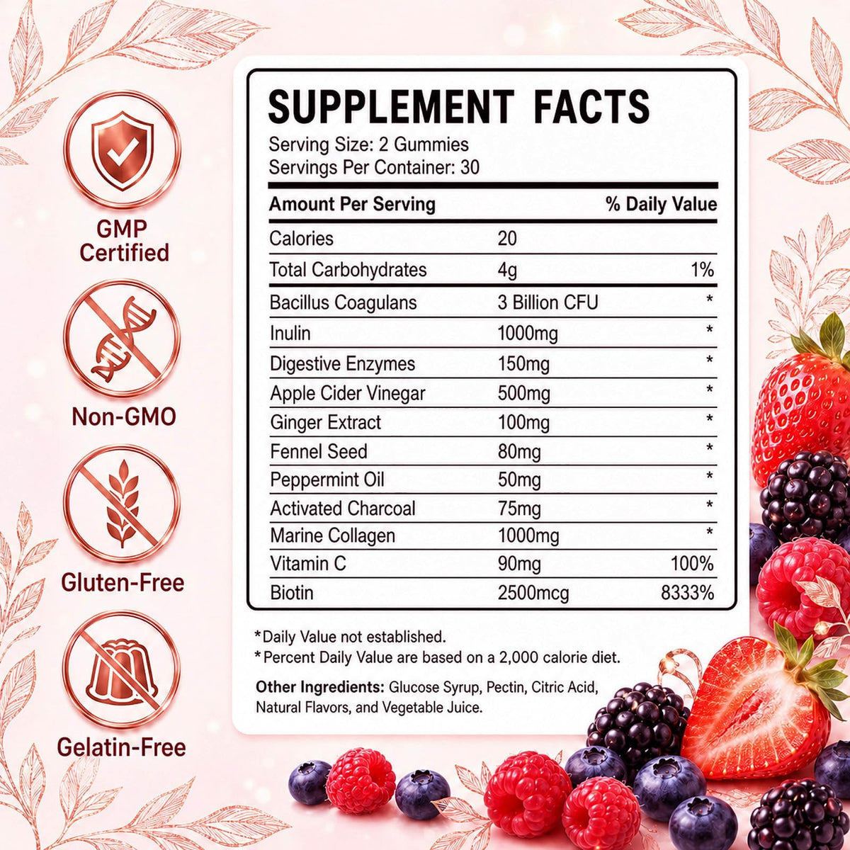 fiocko Gummies Probiotiques Femmes 60 Comp. bouteille ouverte