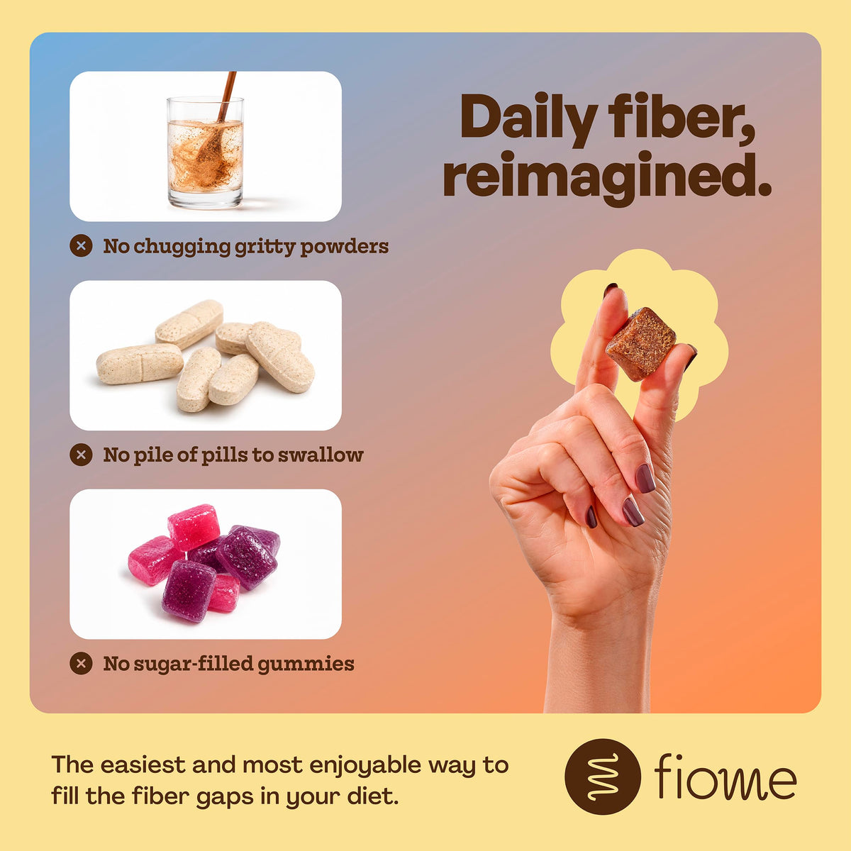 Fiome Bouchées de Fibres vanille, bouchées sur une assiette