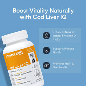 FIQ Cod Liver IQ gélule d'huile de foie de morue vue de près