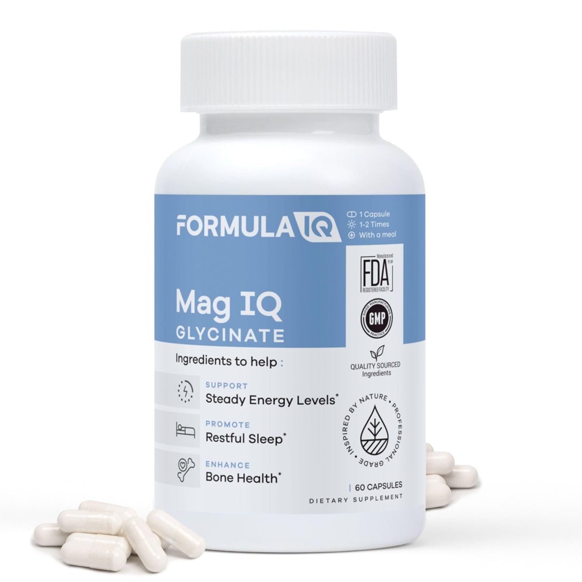 FIQ Mag IQ Glycinate 60 capsules vue de face