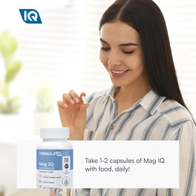 FIQ Mag IQ Glycinate flacon et capsules sur fond blanc