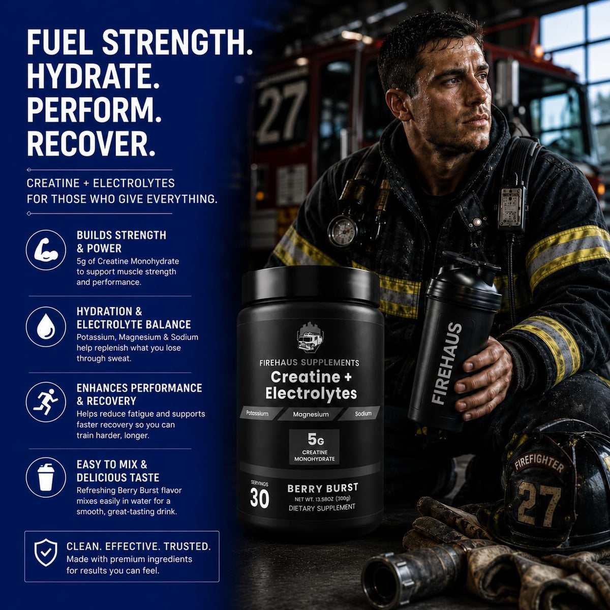 FireHaus Supplements Créatine 5g, poudre de myrtille