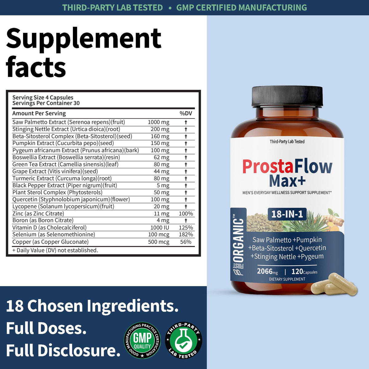 FIRSTORGANIC Complément Alimentaire Prostate 120 Capsules vue en lifestyle