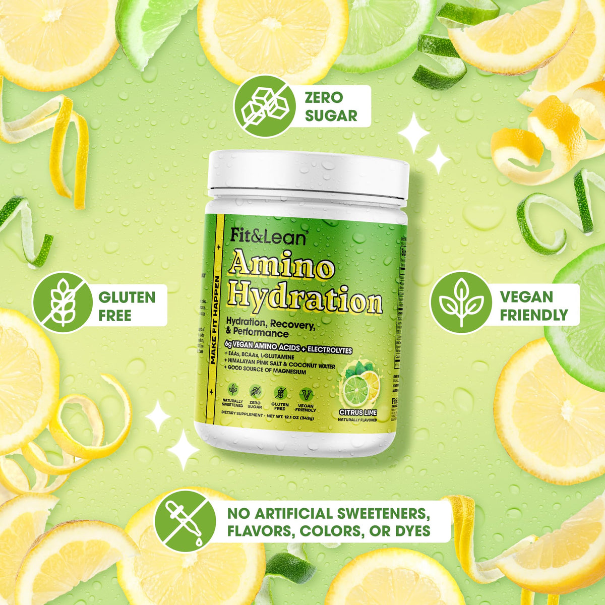 Fit & Lean Amino Hydration emballage et dos