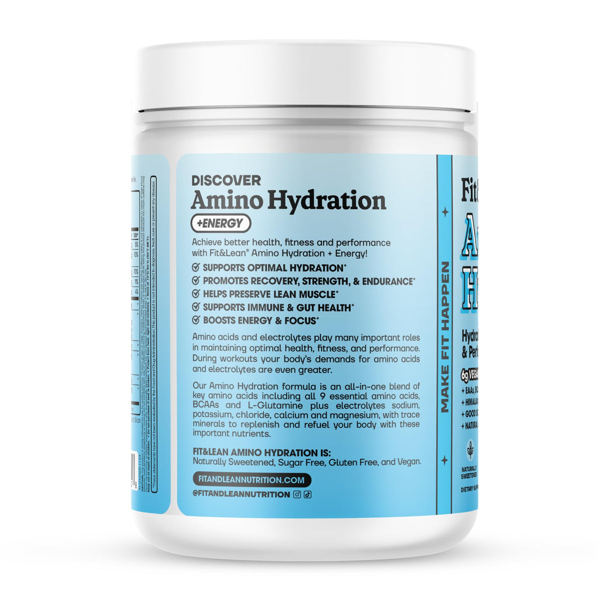 Fit & Lean Amino Hydration + Energy Pré-Workout en poudre dans un verre