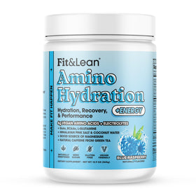 Fit & Lean Amino Hydration + Energy Pré-Workout pot de 450 g couleur framboise bleue