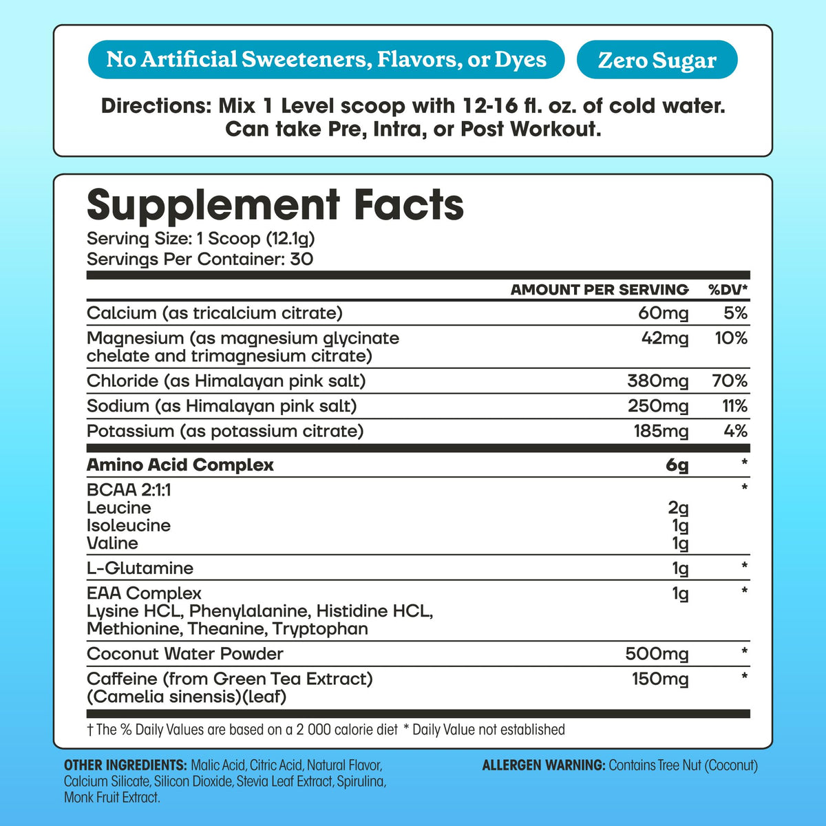 Fit & Lean Amino Hydration + Energy Pré-Workout vue de côté avec étiquette