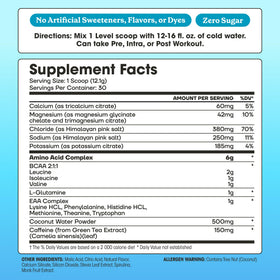 Fit & Lean Amino Hydration + Energy Pré-Workout vue de côté avec étiquette