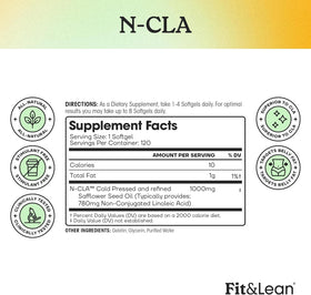 Fit & Lean N-CLA sur une table avec des accessoires de fitness