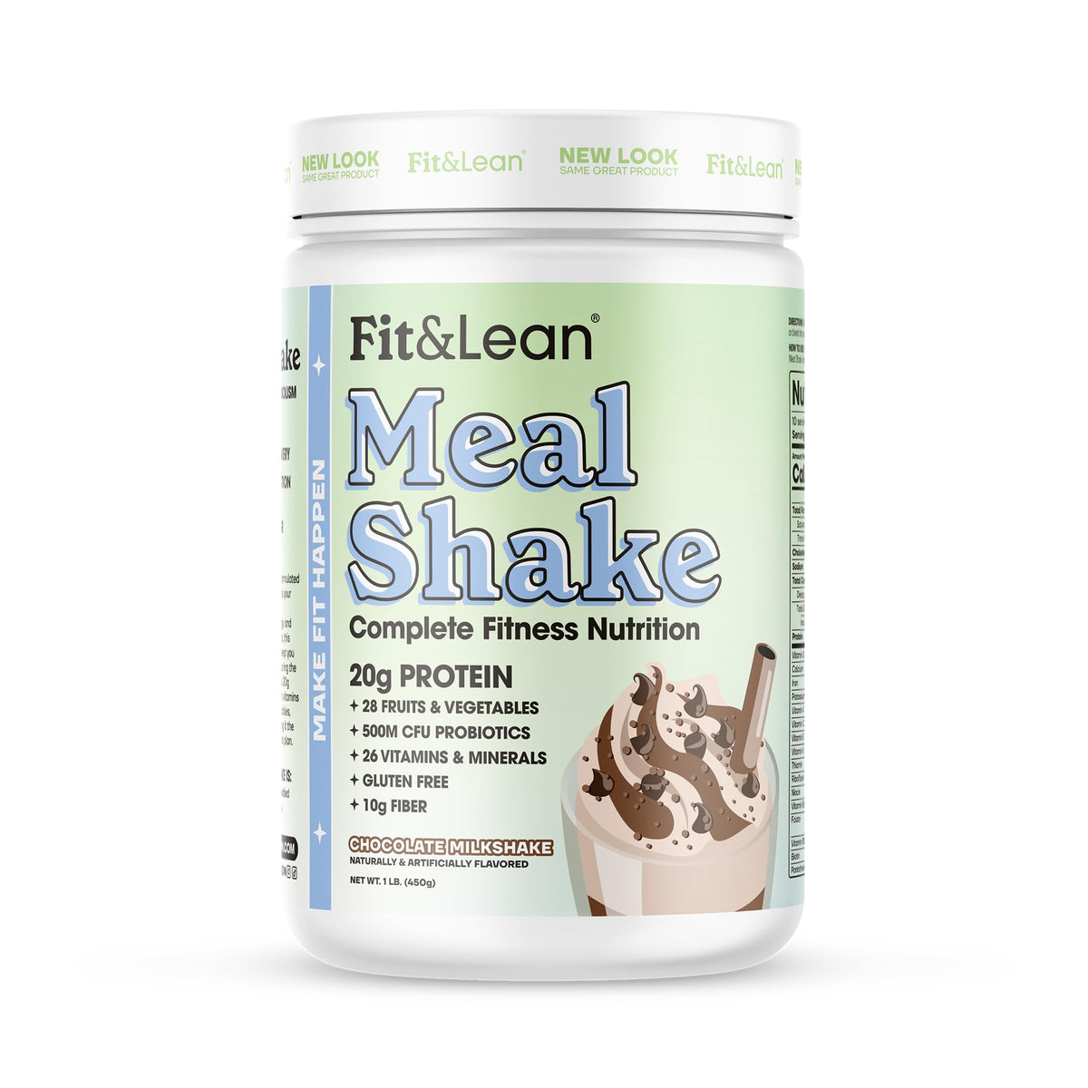 Fit & Lean Shake de remplacement de repas Chocolat 549g vue de face