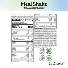Fit & Lean Shake de remplacement de repas Cookies et Crème 570g - contenu