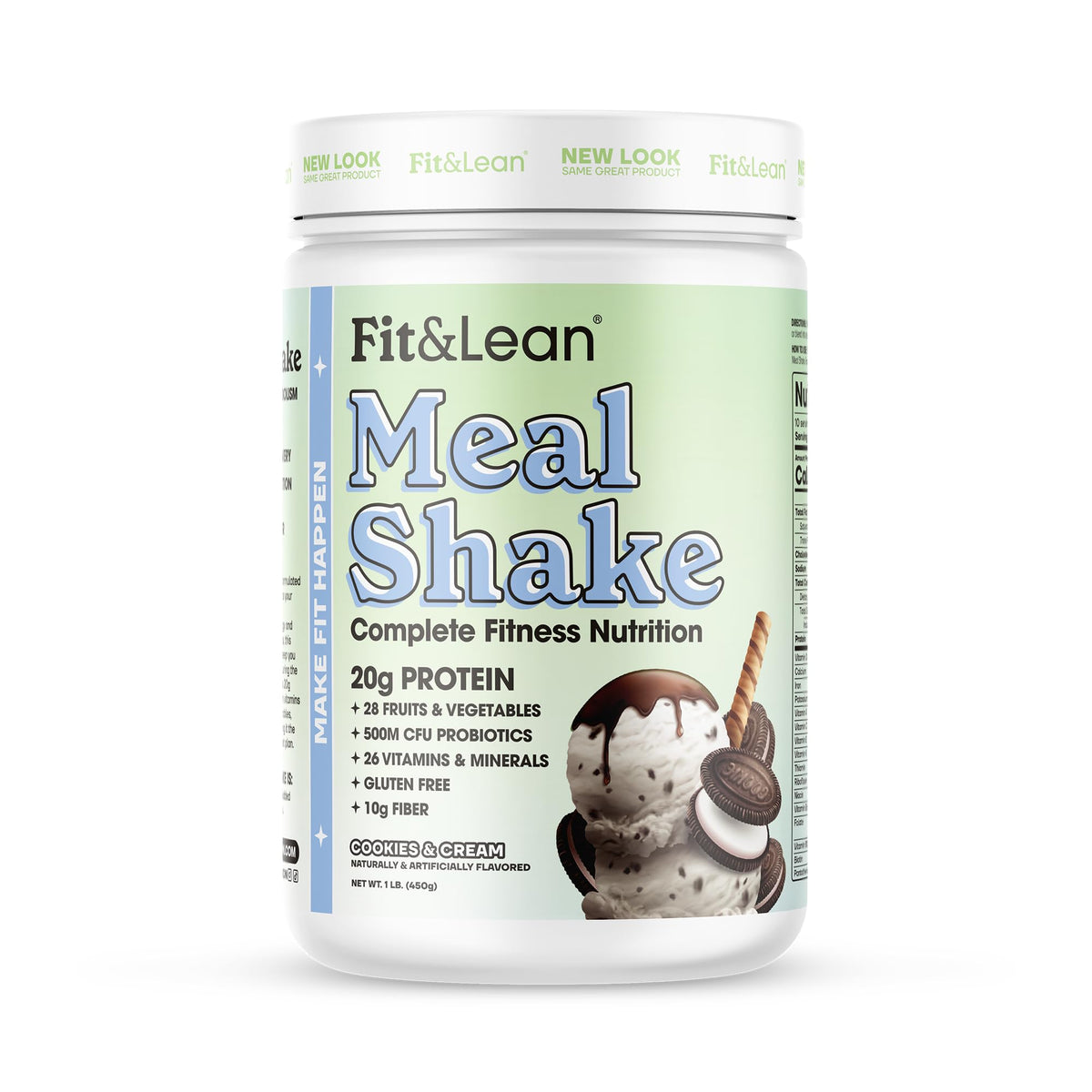 Fit & Lean Shake de remplacement de repas Cookies et Crème 570g - vue de face
