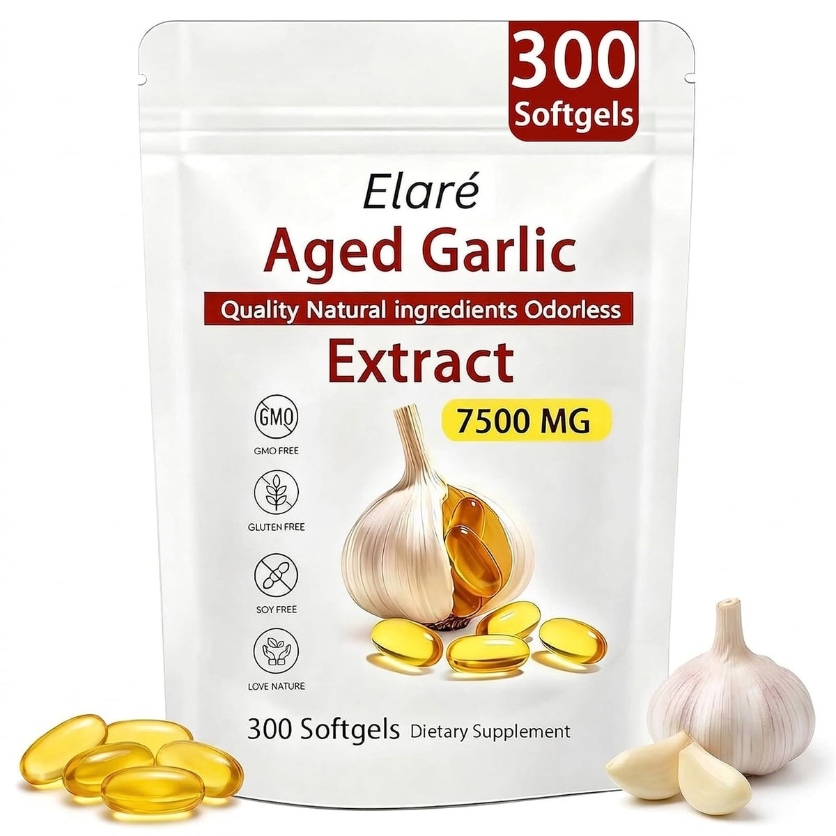 FITactic Extrait d'Ail Vieilli 300 capsules odorless, vue de face