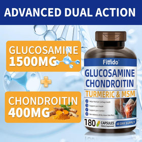 Fitfido Glucosamine Chondroïtine 180 capsules sur une table