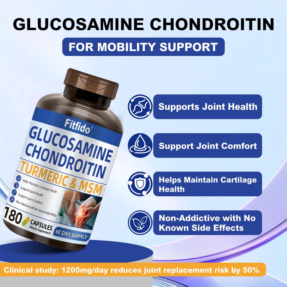 Fitfido Glucosamine Chondroïtine 180 capsules, vue de côté