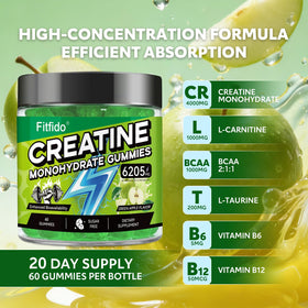 Fitfido Gummies Créatine Monohydrate 60 Gummies saveur Fraise