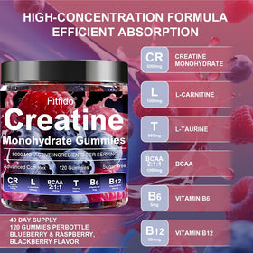 Fitfido Gummies de Créatine avec L-Carnitine et vitamines B