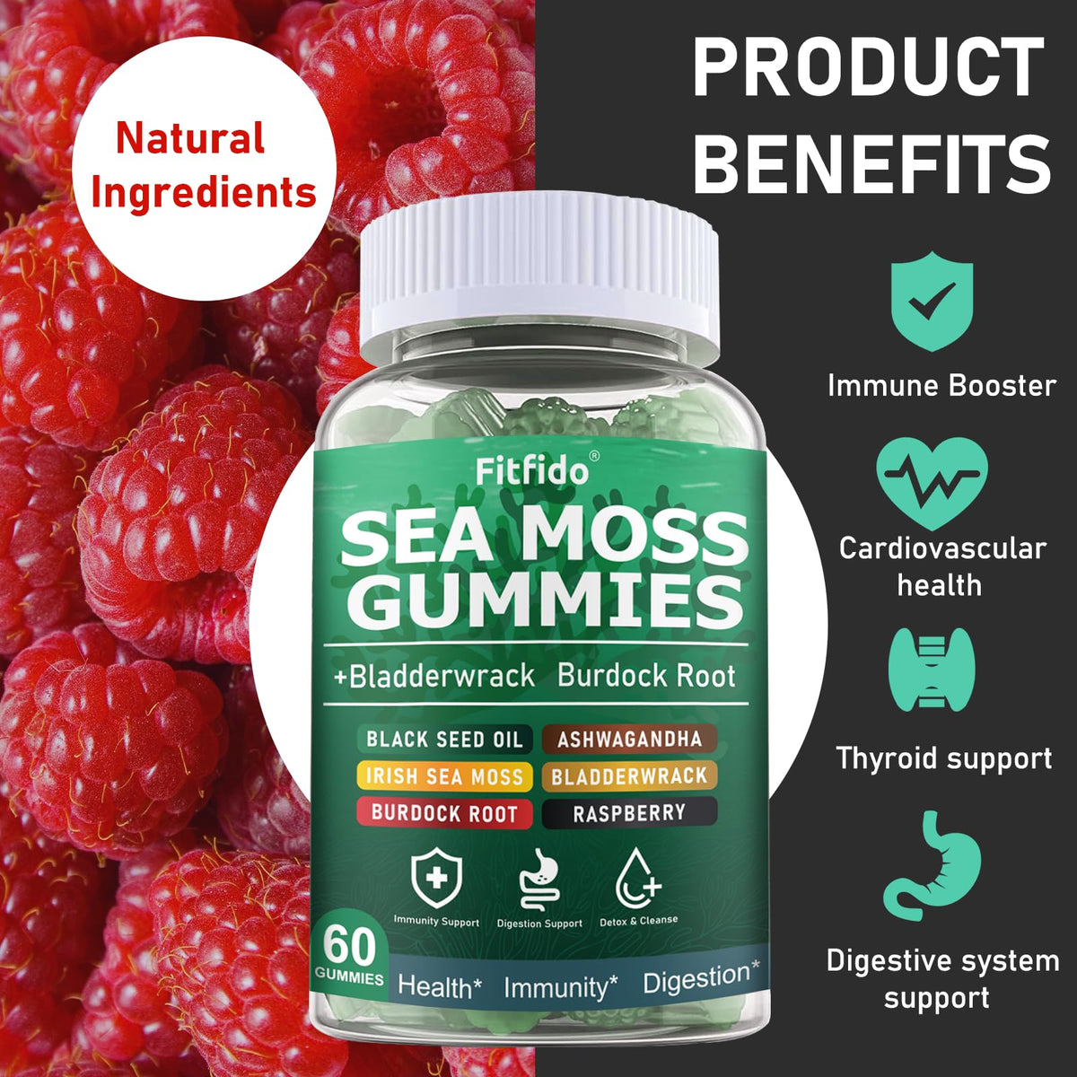 Fitfido Gummies de Mousse Irlandaise 3000mg en gros plan